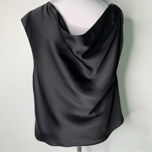 WAYF Women's Cowl Neck Black Sleeveless Asymmetrical Top Size XL - Picture 5 of 14